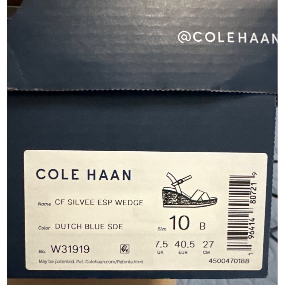 Cole Haan Silvee Espadrille Wedge Sandal, NIB,‎ Size 10, Blue Suede - Picture 10 of 11